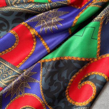 SC15-ヴィンテージスカーフ U.S.A.  Artistic Textile Red Green Navy Squareの画像