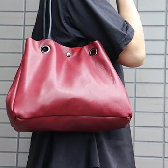レザートートバッグ 肩がけ 軽量 柔らか 本革 ハンドメイド 6273