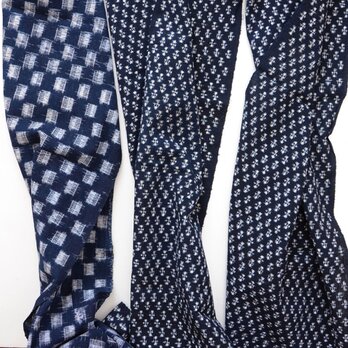 古布 藍染 絣 端切れ 3枚セット｜ハンドメイド・リメイク用ヴィンテージ木綿生地の画像