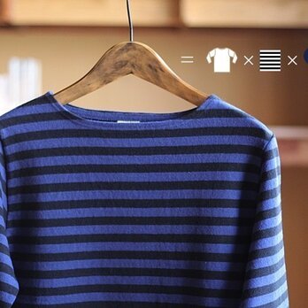 [オーダーボーダー]ボート×等幅13×ネイビー&ブラック/長袖