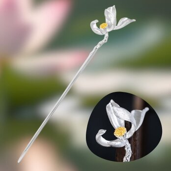 蓮の花のかんざし - 蓮の優雅さと調和を巧みに表現　K175の画像