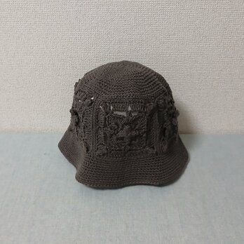 風のモチーフバケットハット（ダークブラウン）