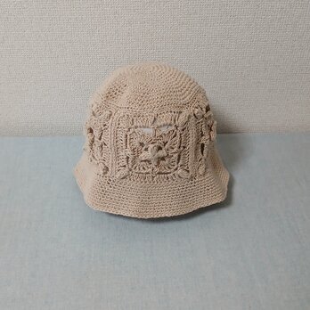 風のモチーフバケットハット（ベージュ）