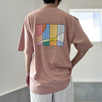 『2025新作』【ユニセックス】four seasonsバックプリント ビッグシルエットTシャツ 5色展開【ダスティピンク】