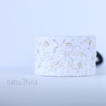 Pastel スクエアヘアゴム　ヘアゴム　刺繍　パステル　大人おしゃれの画像