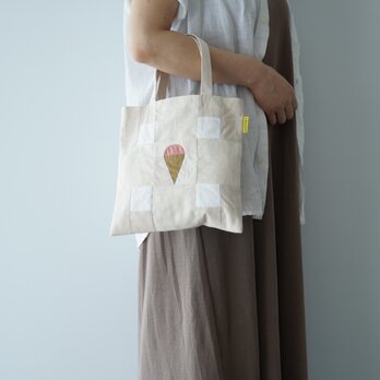 ピースワークトートバッグ　アイス柄　001 (ピーチ)