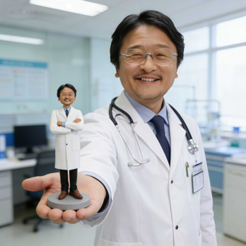 医者、医師 就職祝い、退職祝い、似顔絵 人形 オーダーメイド ドール オリジナル 肖像画　置物　フィギュア 作成、上司、社長