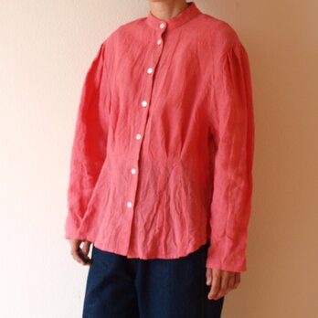 LINEN タックブラウス *ピンク* size Mの画像