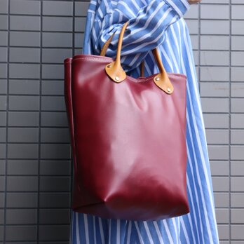 男女兼用 底マチ広 トートバッグ 本革 内ホックつき ハンドメイド6255の画像