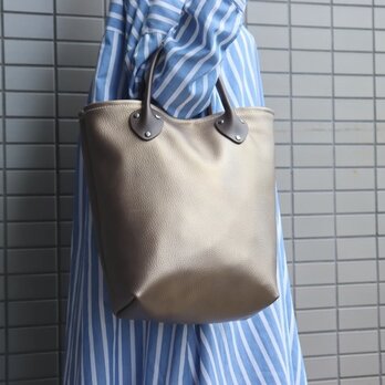 男女兼用 底マチ広 ブロンズ トートバッグ 内ホックあり ハンドメイド6256