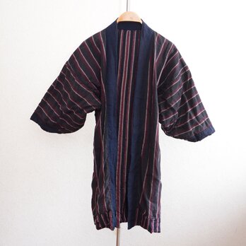野良着｜両面縞模様・藍染襟・襤褸リペア入り／ジャパンヴィンテージ