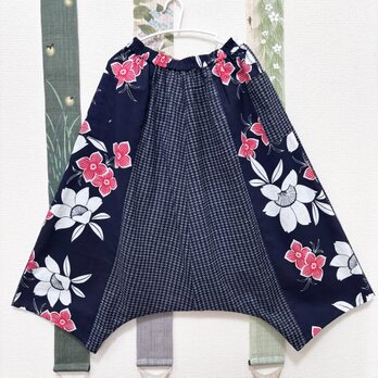 涼しくて軽いお気軽パンツ　浴衣反物から作ったサルエルパンツ　雷鴫の画像