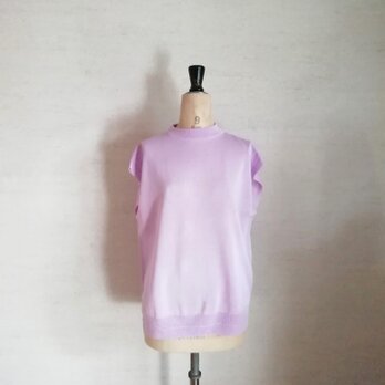 【再再再…販♡】冷感素材＆通気性◎コットン100％ギマ加工　モックネックノースリ　ライラックの画像