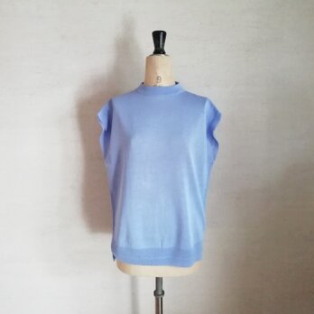 【再再再…販♡】冷感素材＆通気性◎コットン100％ギマ加工　モックネックノースリ　アジサイの画像