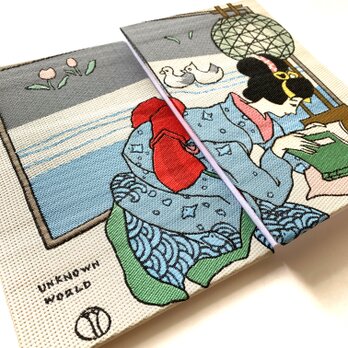 『桜さく島　見知らぬ世界』　竹久夢二御朱印帳　詩集　美人画　読書　静謐　夢　春　鳥　花　希望　夢想　御朱印帳　桐生織物の画像