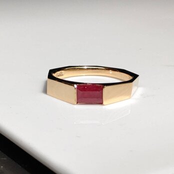 ルビー　0.61ct　オクタゴンカット　カット印台　シルバーSV925リングの画像