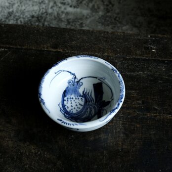 冷やしうどんを盛り付けたくなる◆大きな伊勢海老。　伊万里　染付鉢　碗　骨董・antiques 器　幕末〜明治期