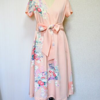 着物リメイク　カシュクールワンピース