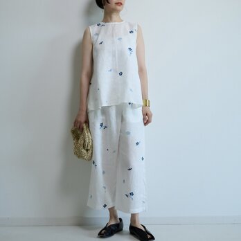 ノースリーブブラウス　藍色梅の画像