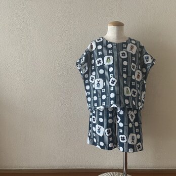子供　浴衣地セットアップ　90〜110〈受注製作〉の画像