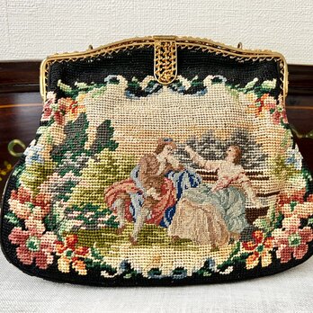1900年代初期のプチポアン刺繍オペラバッグの画像