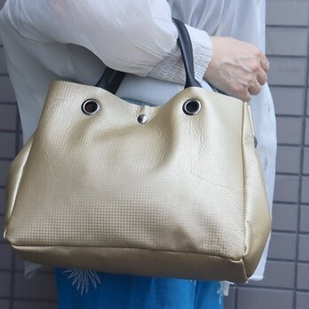 トートバッグ ゴールド 軽量 自立 ハンドメイド 727の画像
