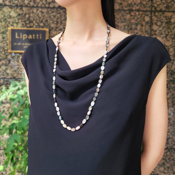黒蝶貝のオーバル80cmオペラロングネックレス　～十六夜（いざよい）の画像