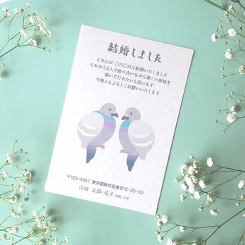 結婚報告はがき【仲良し鳩】４枚セット