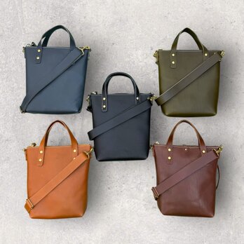 【新色追加】レザー2way縦長ショルダーバッグ（ハンドメイド／２WAY／ファスナー付／幅広ストラップ）