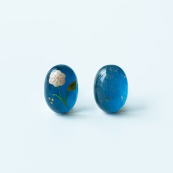 【水晶×漆】　青華蒔絵ピアスの画像