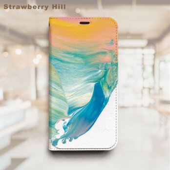 水彩 抽象 ベルトなし 帯なし ベルトレス 手帳型 iPhone スマホ ケース カバーの画像