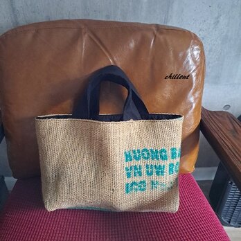 【sale】Coffee Hemp Bag：コーヒー麻袋バッグ：グリーン【0871】の画像
