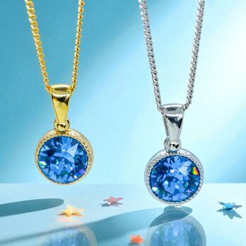【再生の輝き ― アイスブルークリスタルネックレス】 　金具の色が選べますの画像