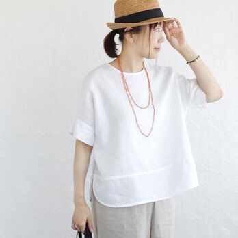 大人のTシャツに。リネンのワイドプルオーバーブラウス（ホワイト）TP34の画像