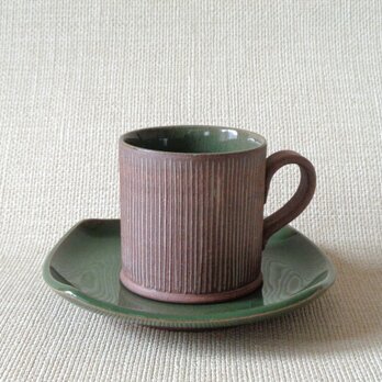 カップ&ソーサー (青磁象嵌a)の画像