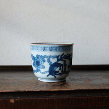 花と獅子◆大明成化年製。伊万里　花文染付火鉢　お香立て 骨董・antiques インテリア　江戸末期
