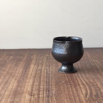 つぼみ豆鉢足付  黒色の画像