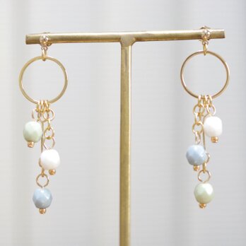 チェコビーズとリングパーツのピアス〈うたかた〉