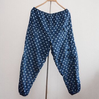 もんぺ 藍染 絣 野良着 パンツ フェード 襤褸 リペア 昭和中期 大きめサイズ ジャパンヴィンテージ