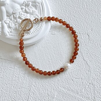 行動力を高める◆カーネリアンブレスレット｜ラウンド4ｍｍ×マンテル◆7月誕生石　天然石