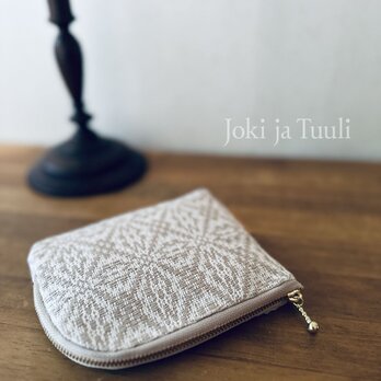 pouch[手織りLファスナーポーチ]アイボリーの画像