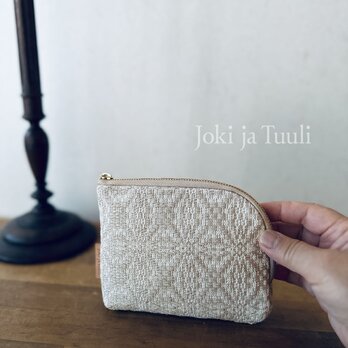 pouch[手織りLファスナーポーチ]アイボリーの画像