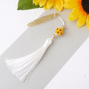 帯飾り 「ひまわり」 タッセル 房 つまみ細工 オレンジ色 根付 和装 着物 浴衣 夏の花 帯周り プレゼント 人気の画像