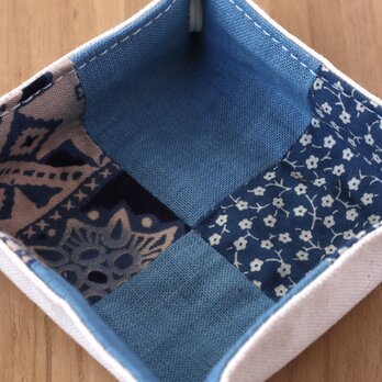 3/31販売終了！セール✨帆布のファブリックトレイ　布トレイ　アクセサリー　小さめ　パッチワーク　旅行　プチギフト　No.425