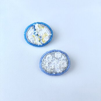 reborn brooch/ 2点ペア　umi no kioku&ame no kioku 刺繍ブローチの画像