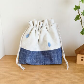 保温保冷シート付き巾着袋・大きめ（おにぎり、ドリンク入れに）しずくの画像