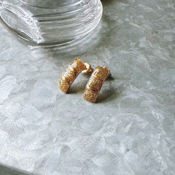 PA378-【 AVON 】エイボン・ヴィンテージピアス Gold Tone Glitter Rectangleの画像