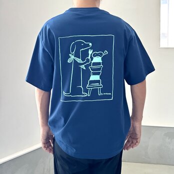 『2025新作』【ユニセックス】コラボプリント リラックスフィットTシャツ 5色展開【ブルー】の画像