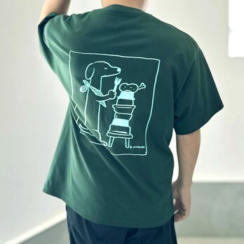 『2025新作』【ユニセックス】コラボプリント リラックスフィットTシャツ 5色展開【グリーン】のコピーの画像