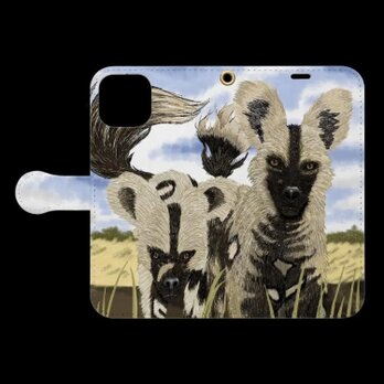 ふりむいた先に｜リカオン・ルアムとナムティ｜帯あり手帳型iPhoneケースの画像